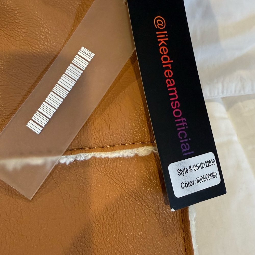 Like Dreams Backpack Womens One Size Tan Faux Fur/Leather NWT - Picture 9 of 15